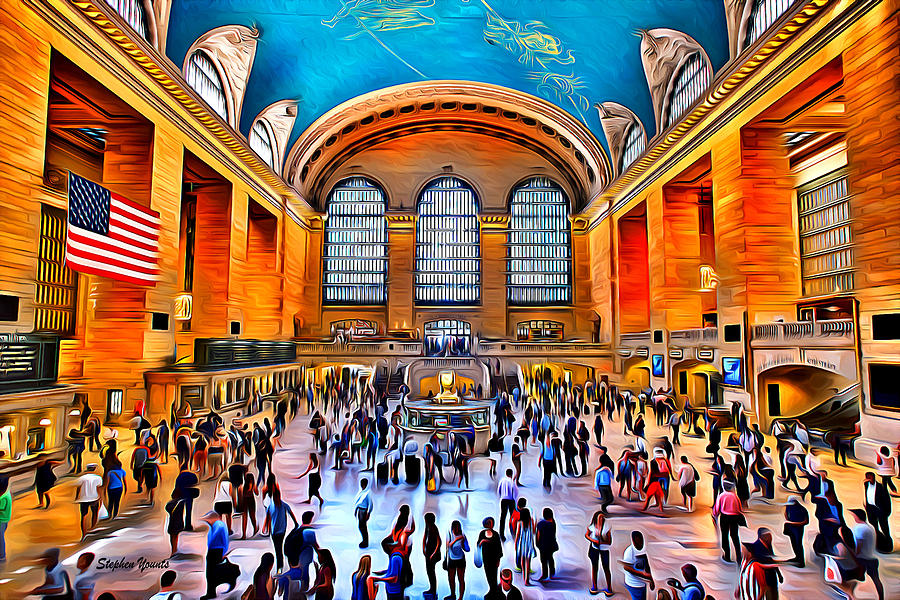 New York Grand Central Station Digital Art by Stephen Younts