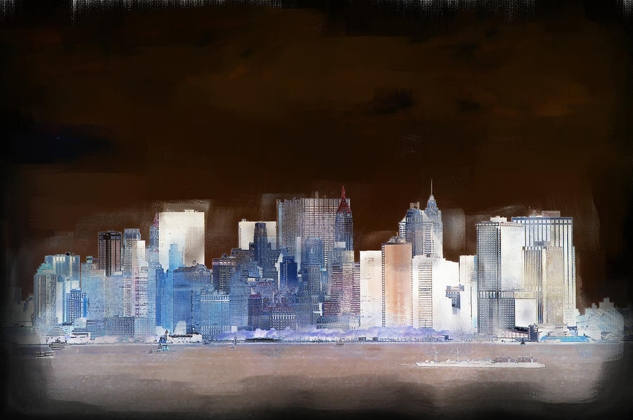 Architecture Digital Art - New York Skyline Illustration 1 by Richard Ortolano