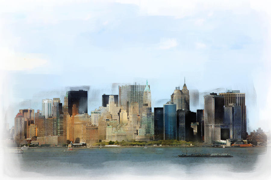 New York Skyline Illustration 3 Digital Art by Richard Ortolano