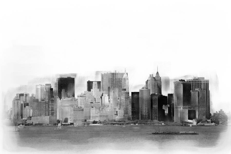 Architecture Digital Art - New York Skyline Illustration 4 by Richard Ortolano
