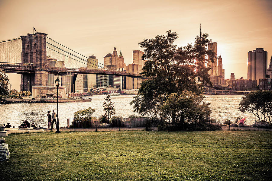 New York, Manhattan, Brooklyn Bridge Digital Art by Antonino Bartuccio