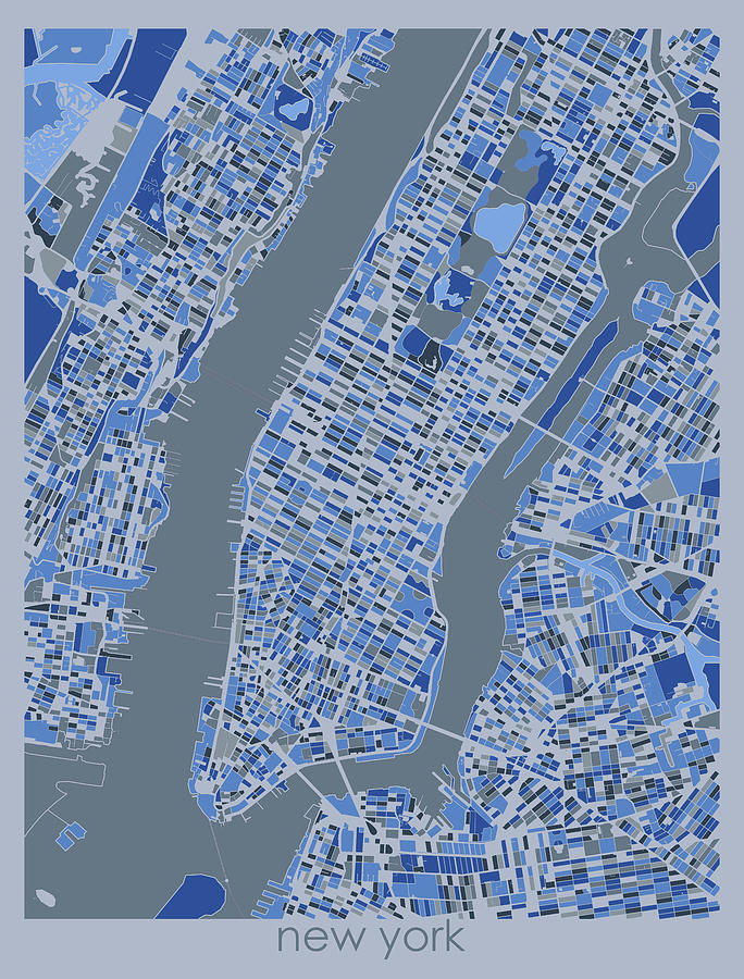 New York Map Retro 5 Digital Art