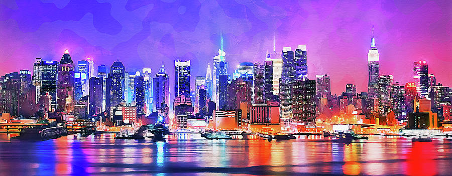 New York Panorama - 39 Painting by AM FineArtPrints
