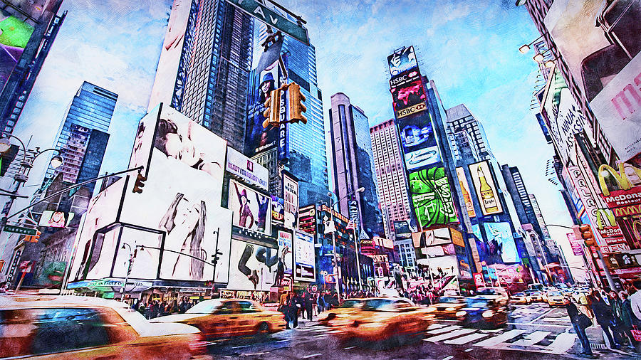 New York Panorama - 65 Painting by AM FineArtPrints
