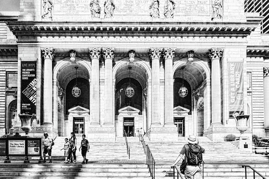 New York Public Library Black and White Photograph by Sharon Popek
