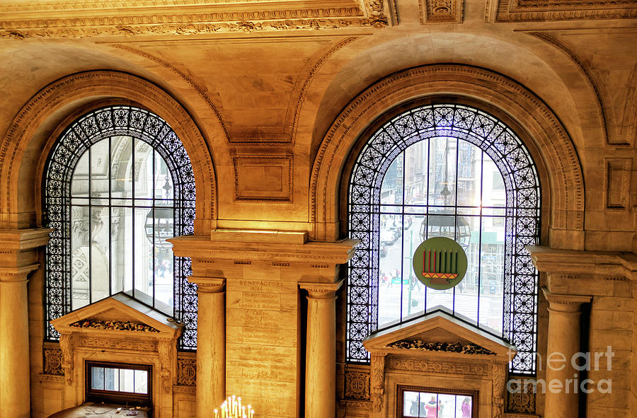 New York Public Library Window View in Manhattan Photograph by John Rizzuto