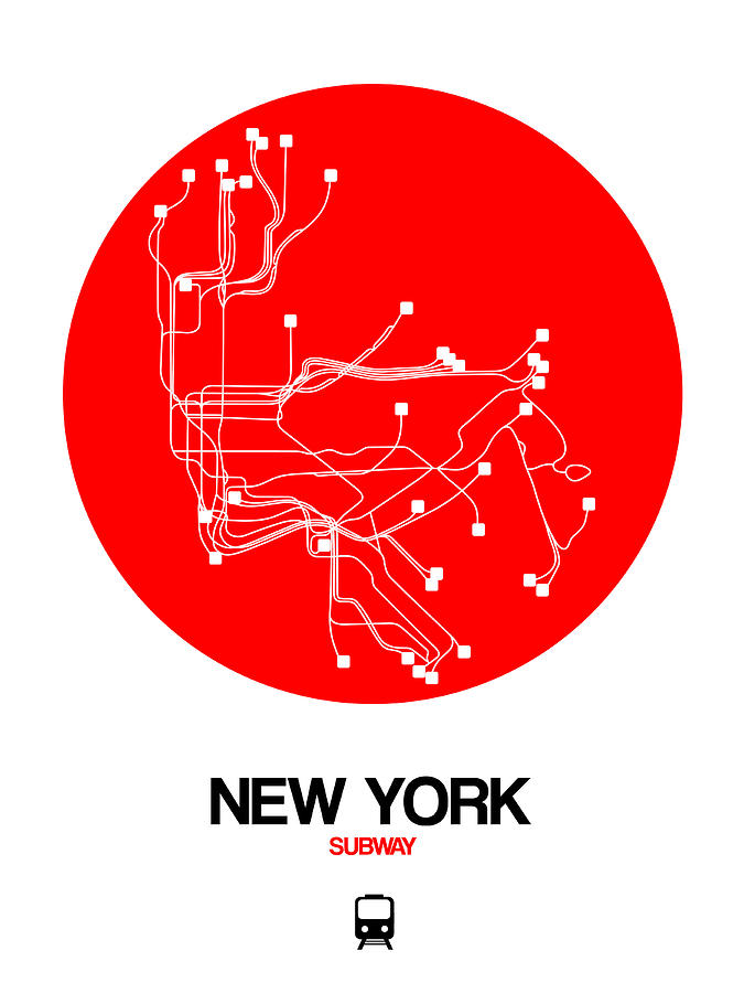 Map Digital Art - New York Red Subway Map by Naxart Studio