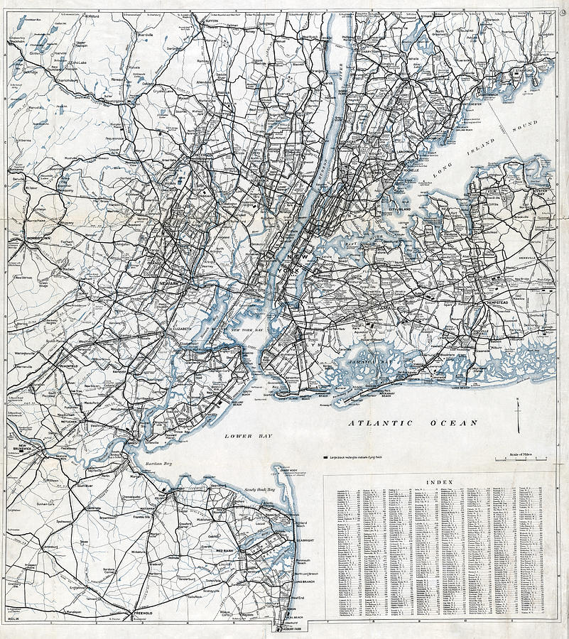 New York Road Map, 1920 Painting by Granger