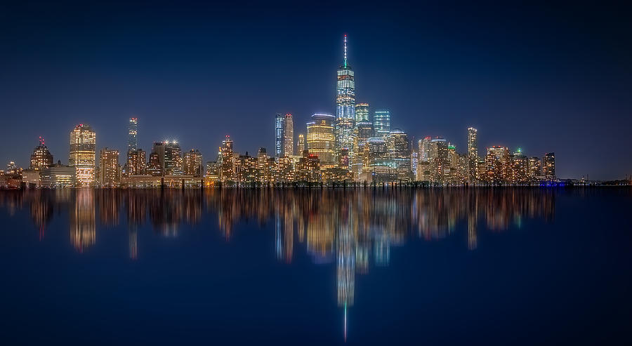 New York Sky Line At Blue Hour Photograph by Bartolome Lopez