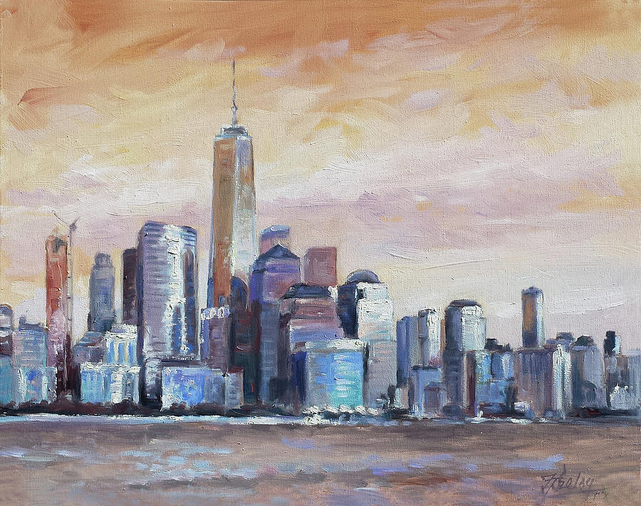 Sunset Painting - New York skyline 2 by Irek Szelag