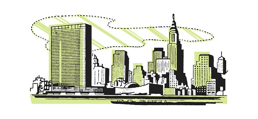 Architecture Drawing - New York skyline by CSA Images