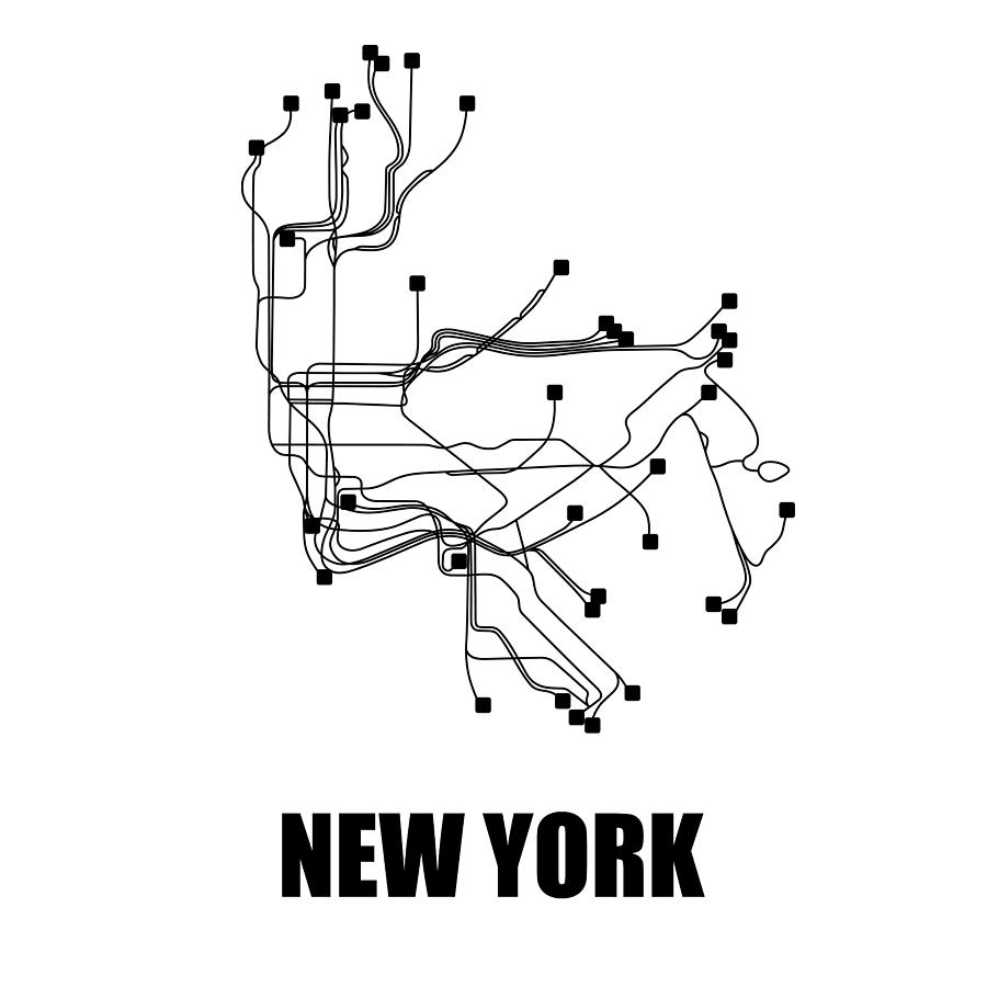 Map Digital Art - New York Square Subway Map 2 by Naxart Studio