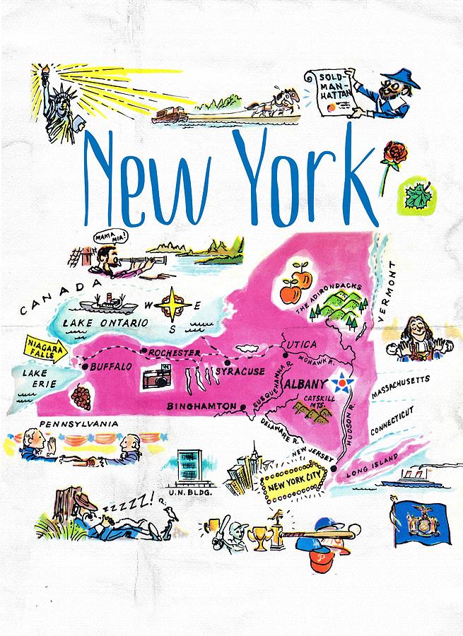 New York State Art Drawing by Jefferson