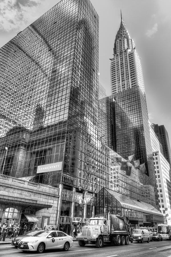 New York Street Scene Monochrome Photograph