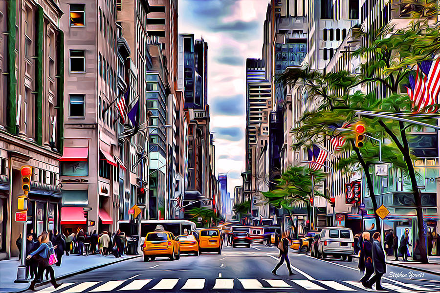 Empire State Building Digital Art - New York Street by Stephen Younts