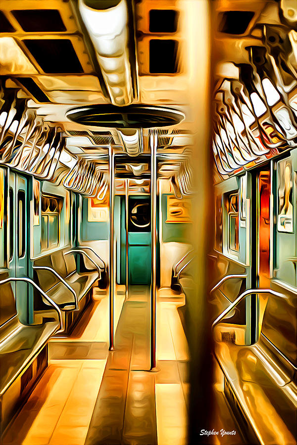 New York Subway Car Digital Art by Stephen Younts