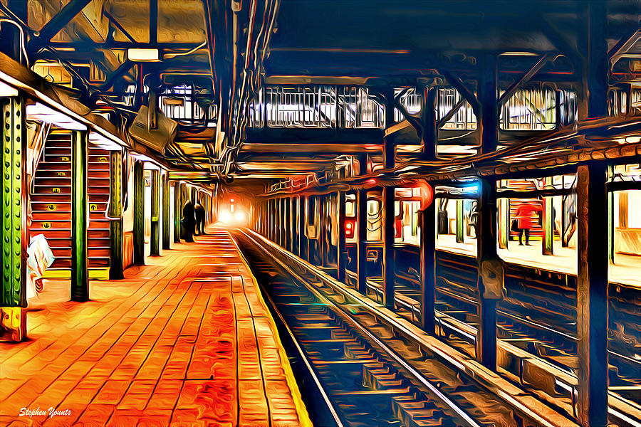 Empire State Building Digital Art - New York Subway Station by Stephen Younts