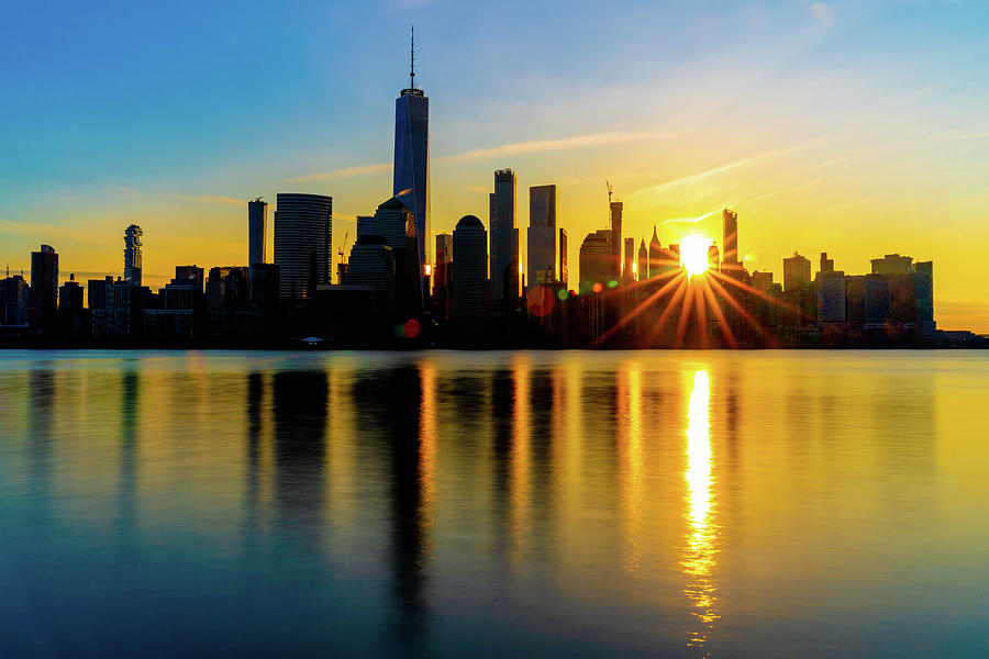 new york skyline sunrise