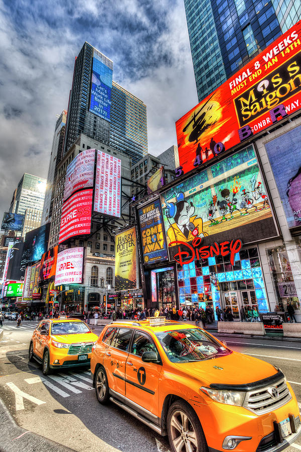New York Taxis Times Square Photograph by David Pyatt