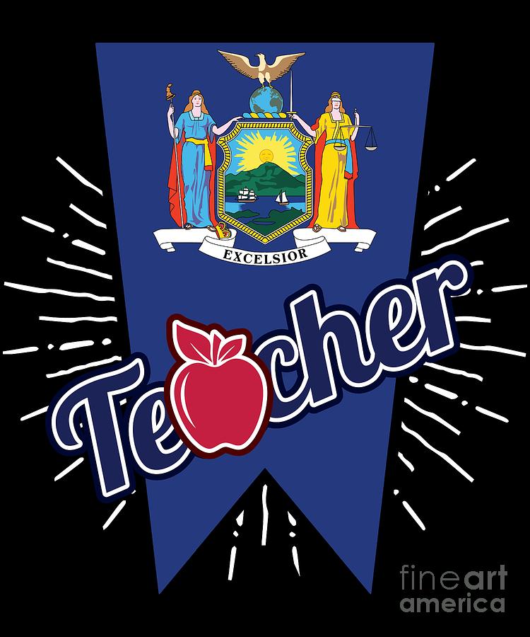 New York Teacher Gift NY Teaching Home State Pride Digital Art by Martin Hicks