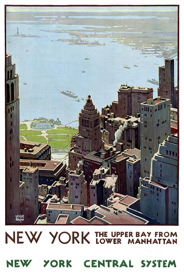 New York Usa Vintage Poster Restored Drawing