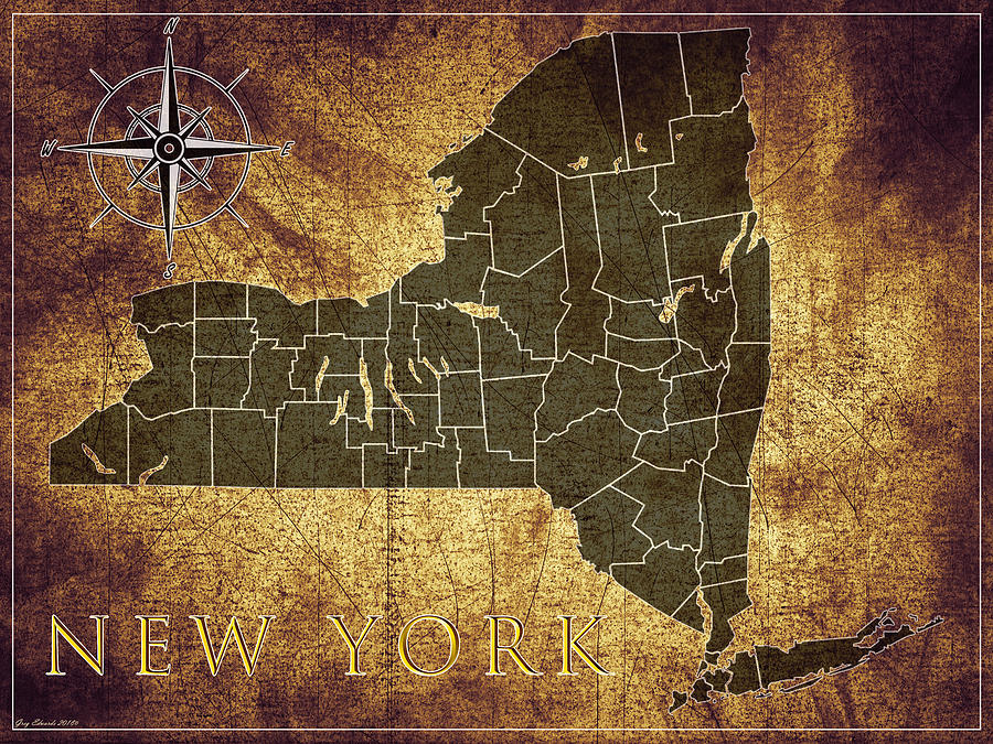 New York Vintage Map Style 13 Painting by Greg Edwards