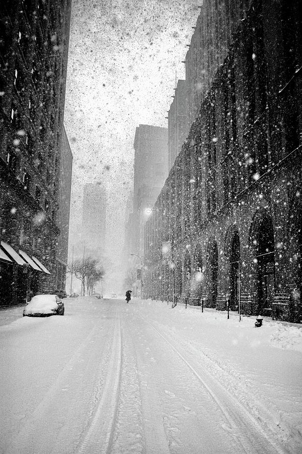 New York Walker In Blizzard Photograph by Martin Froyda