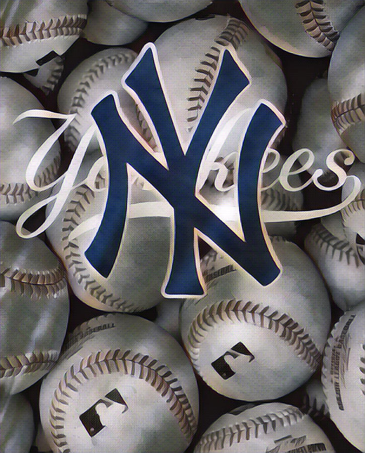 New York Yankees Abstract Art 1 Mixed Media by Joe Hamilton