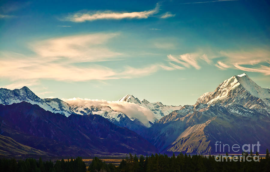 Alps Photograph - New Zealand Scenic Mountain Landscape by Naughtynut Alps Photograph - New Zealand Scenic Mountain Landscape by Naughtynut