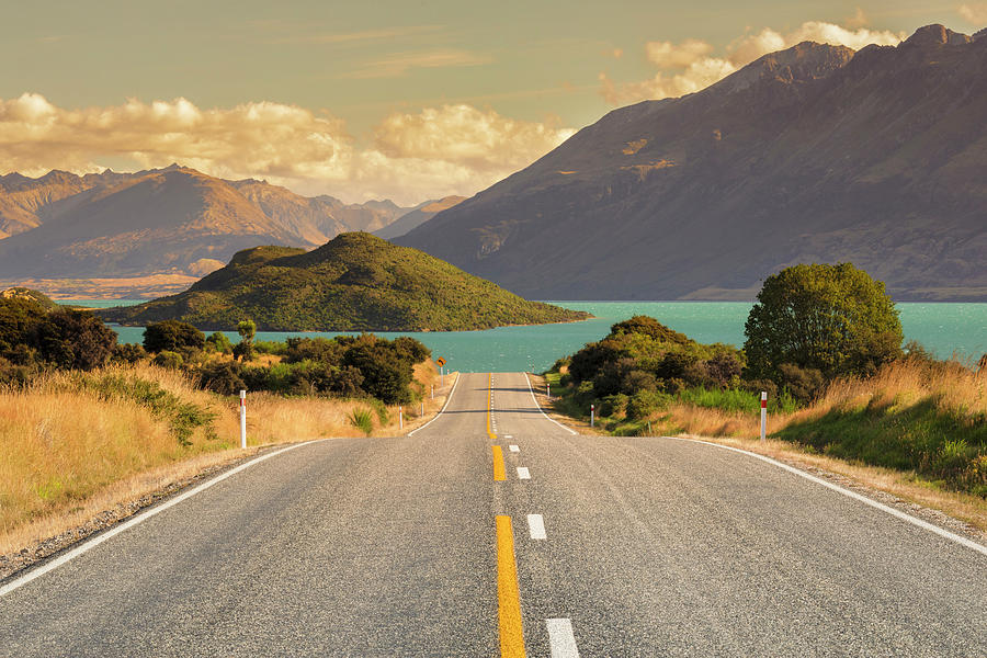 New Zealand, South Island, Otago, Oceania, Queenstown, Road To Glenorchy, Lake Wakatipu Digital Art by Markus Lange