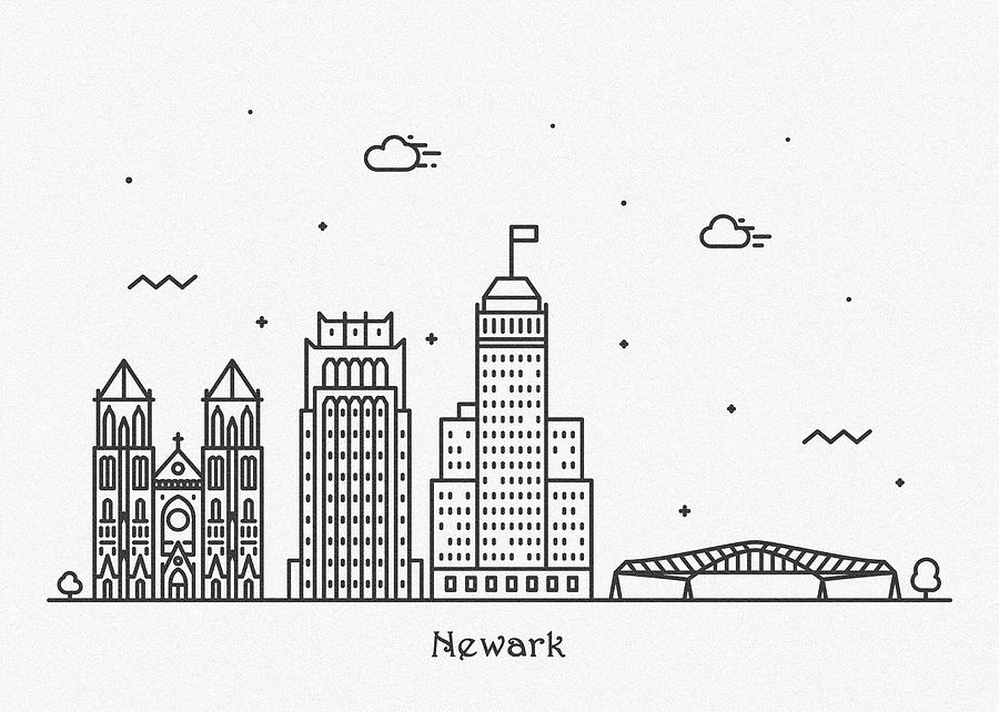 Newark Cityscape Travel Poster Drawing by Inspirowl Design