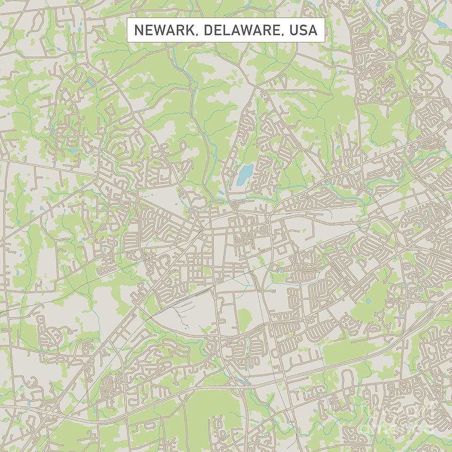 Newark Digital Art - Newark Delaware US City Street Map by Frank Ramspott