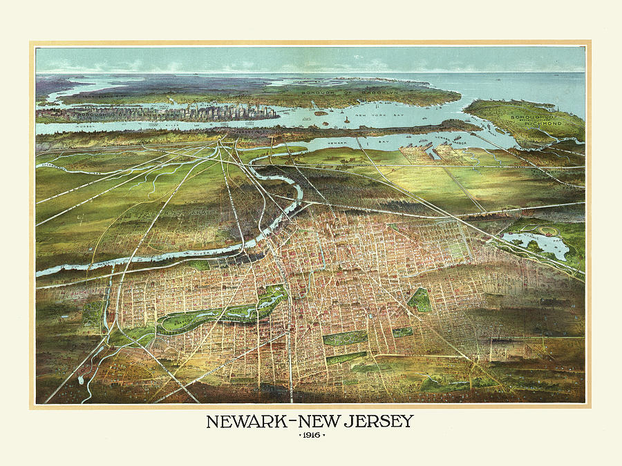 Newark-New Jersey 1916 Painting by 