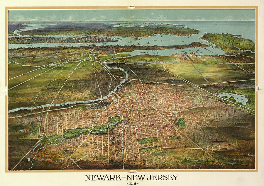 Newark, New Jersey 1916 Painting by Unknown