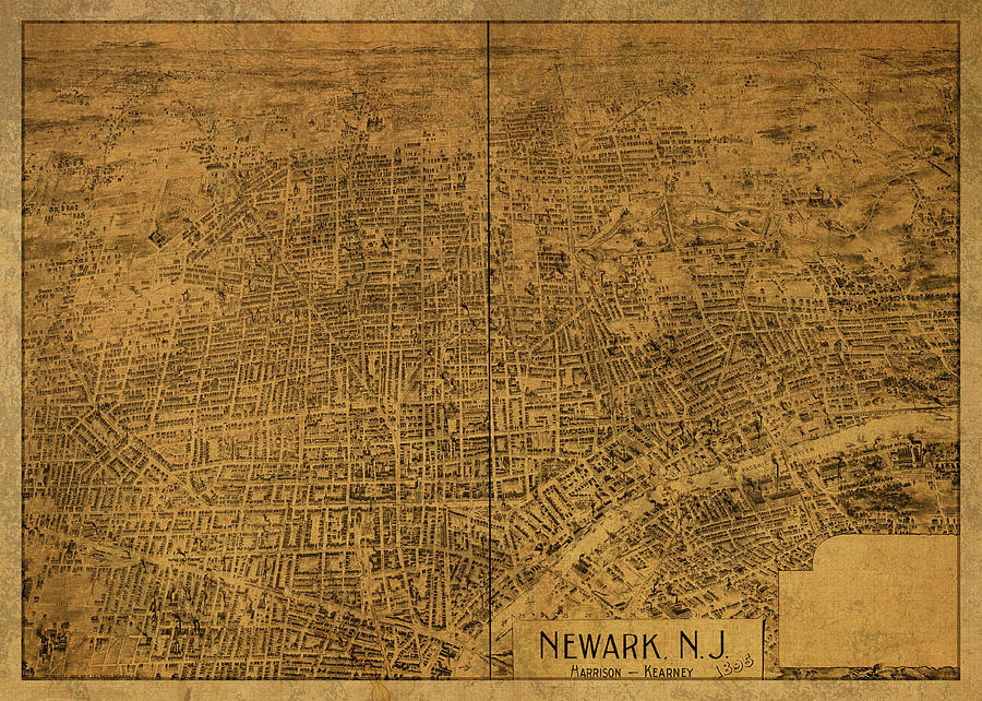 Newark Mixed Media - Newark New Jersey Vintage City Street Map 1895 by Design Turnpike