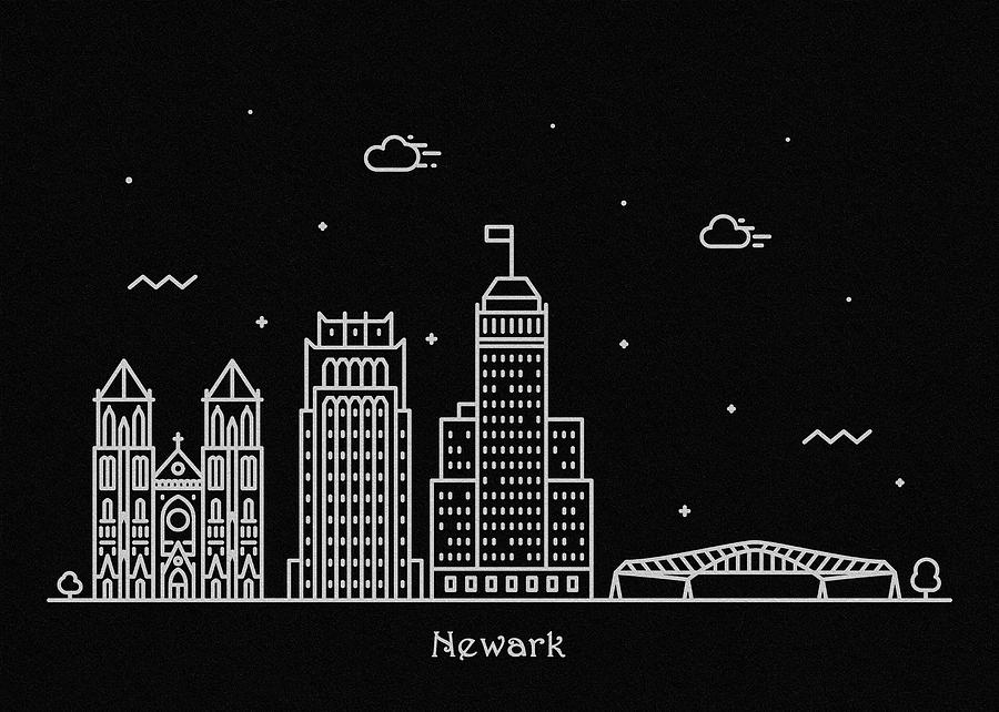 Newark Skyline Travel Poster Digital Art by Inspirowl Design