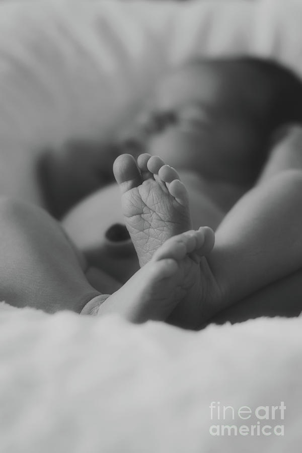 Newborn Baby in Black and White - Georgia Photograph by Adrian De Leon Art and Photography