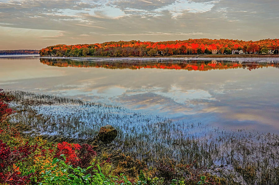 Newburyport MA Maudslay State Park Fall Foliage Sunrise Merrimack River Reflection Photograph by Toby McGuire