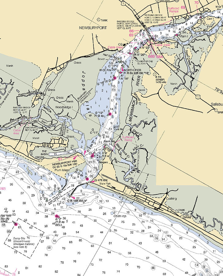 Newburyportmassachusetts Nautical Chart Mixed Media by Sea Koast Pixels