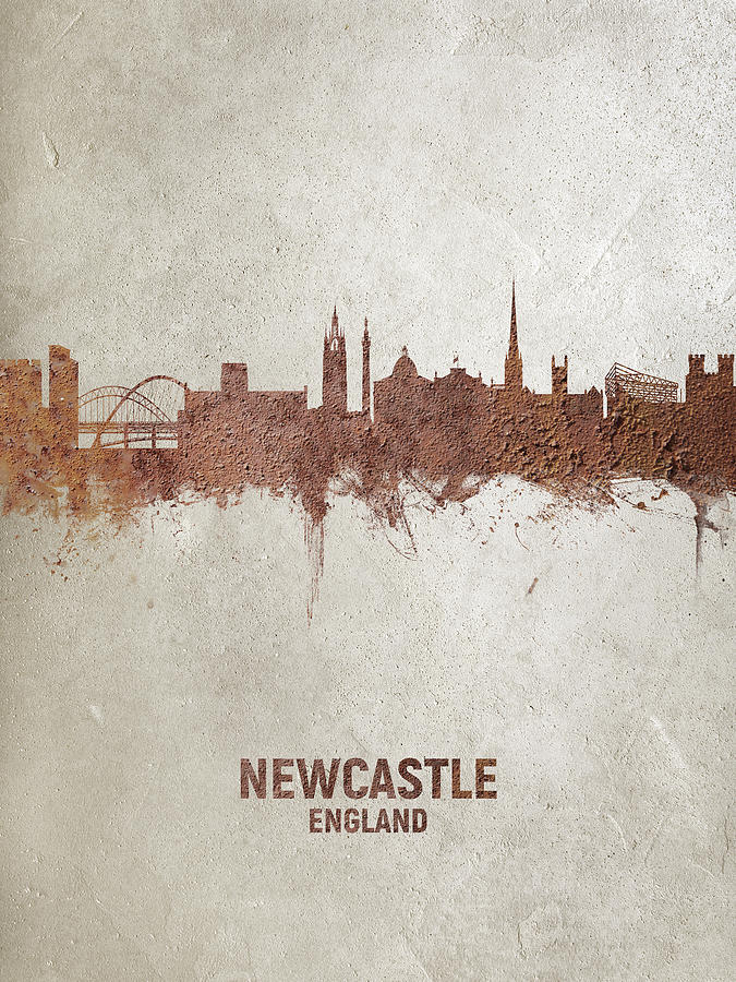 Skyline Digital Art - Newcastle England Rust Skyline by Michael Tompsett