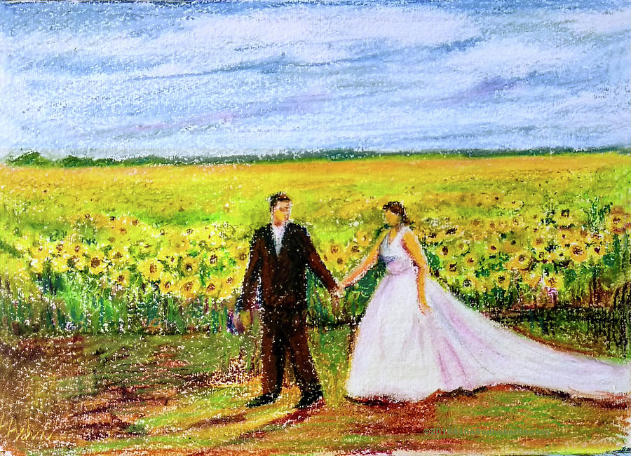 Newly weds Painting by Asha Sudhaker Shenoy