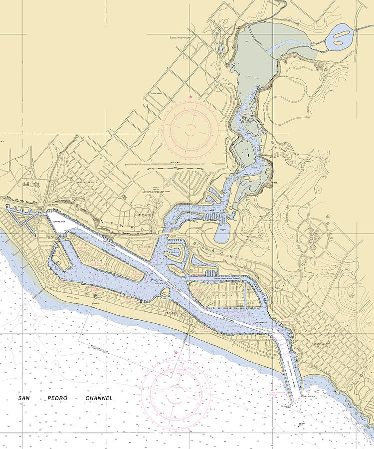 Newportbeach california Nautical Chart _v6 Mixed Media by Sea Koast