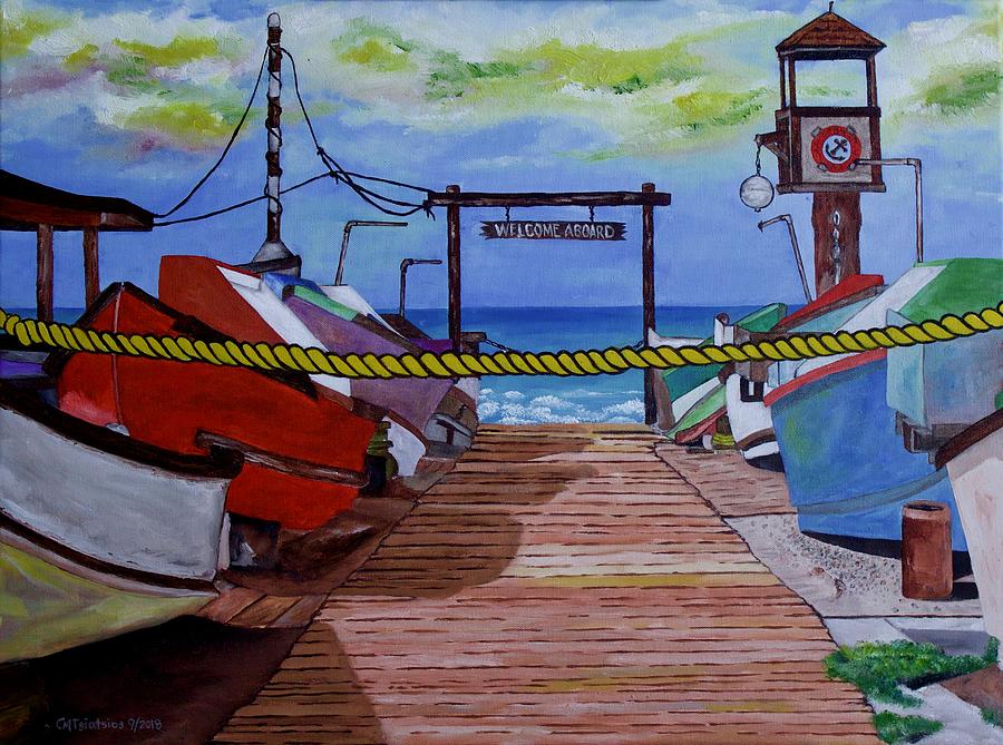 Newport Beach Dory Fishing Fleet Market Painting