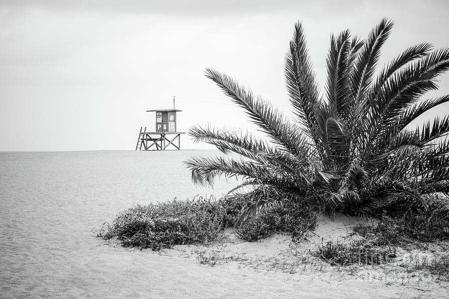 Newport Beach Lifeguard Stand P Black and White Photo Photograph by Paul Velgos