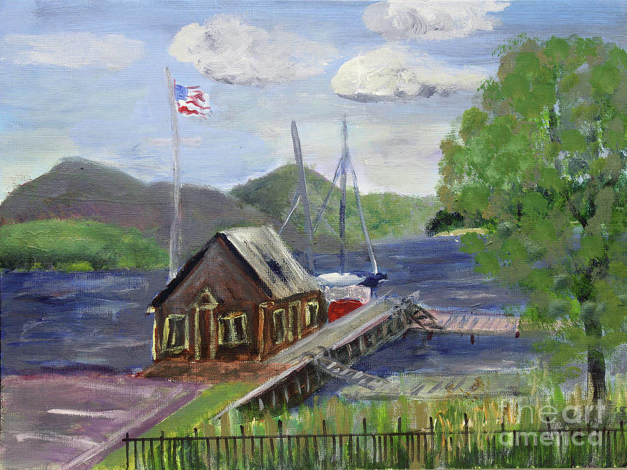 Newport Dock Painting by Donna Walsh