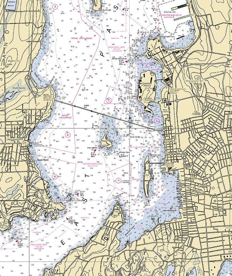 Newport Harbor-rhode Island Nautical Chart Mixed Media by Bret Johnstad ...