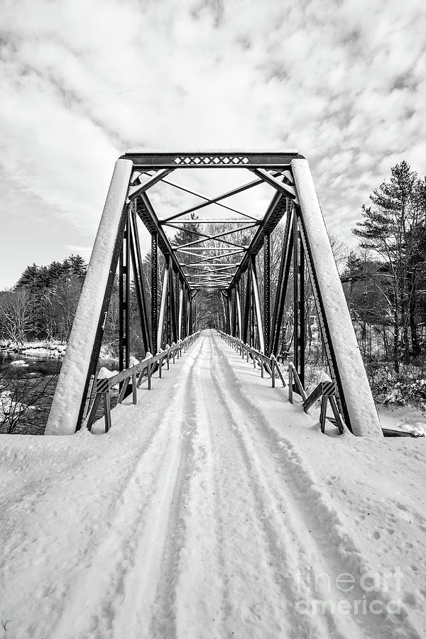 Newport New Hampshire Sugar River Bridge Winter Photograph by Edward Fielding