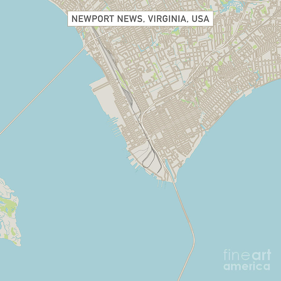 Newport News Digital Art - Newport News Virginia US City Street Map by Frank Ramspott