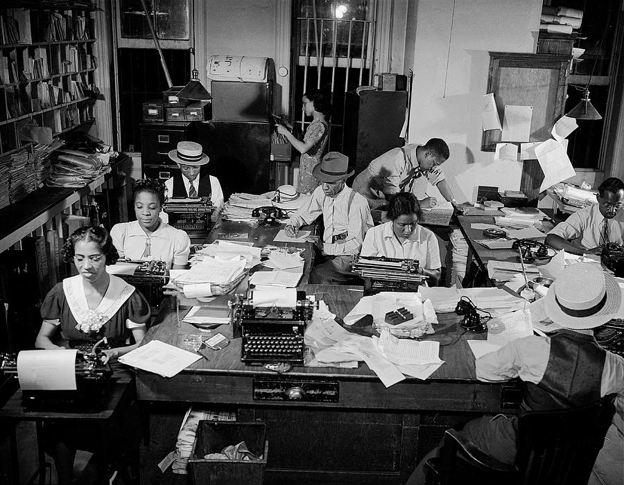 Harlem Photograph - Newspaper city room of the Amsterdam News, in Harlem. by Hansel Mieth