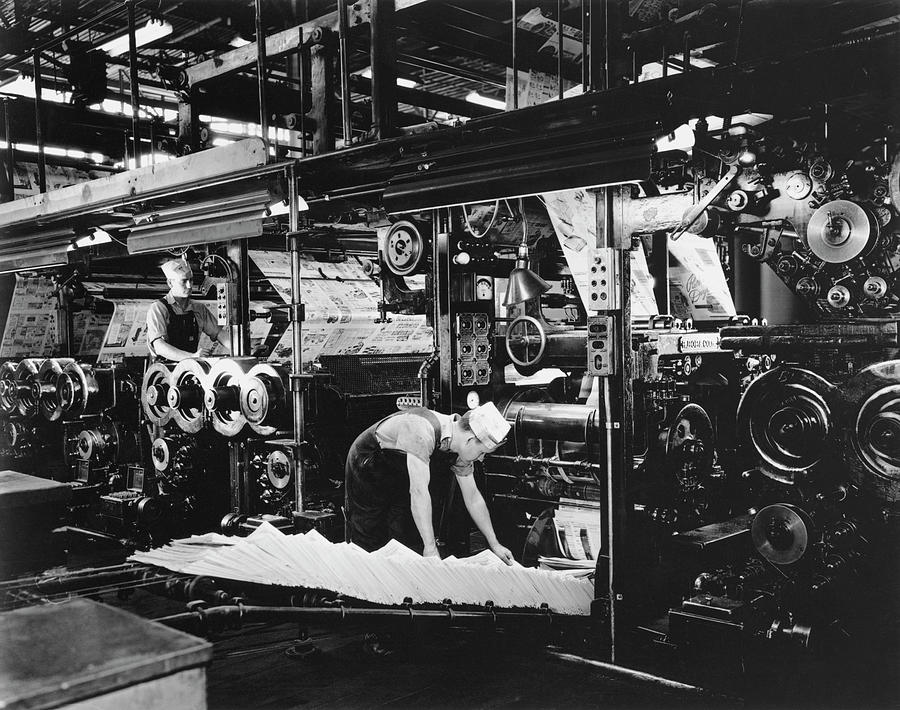 Newspaper Factory Photograph by Archive Photos